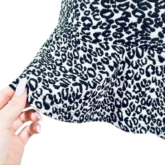 OLSENBOYE Leopard Print Godet Skirt Black Gray Womens 7 - Picture 4 of 10